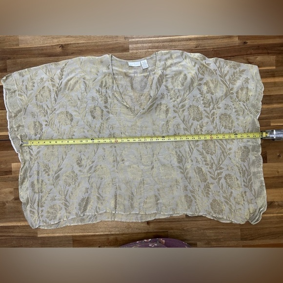 Soft Surroundings Poncho Top Metallic Gold Floral Brocade Damask Size 20-24 - Picture 7 of 9